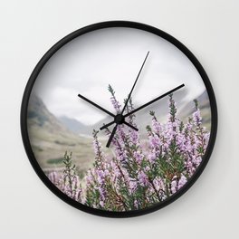 Heather in Glencoe Wall Clock | Exploring, Glencoe, Closeup, Heather, Nature, Distance, Valley, Film, Minimal, Macro 