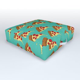 Pizza Pattern on Blue Outdoor Floor Cushion