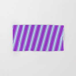 [ Thumbnail: Dark Orchid and Powder Blue Colored Striped/Lined Pattern Hand & Bath Towel ]