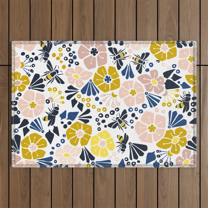 Flower meadow with bees Outdoor Rug