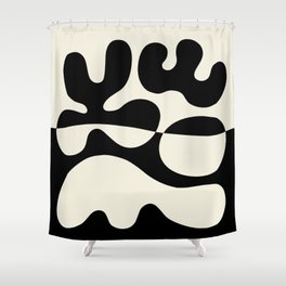 Black and White Shower Curtain Asphalt Road Print for Bathroom 