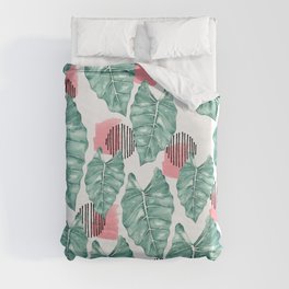 Watercolor tropical leaves abstract Duvet Cover