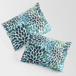 Floral Watercolor, Navy, Blue Teal, Abstract Watercolor Pillow Sham