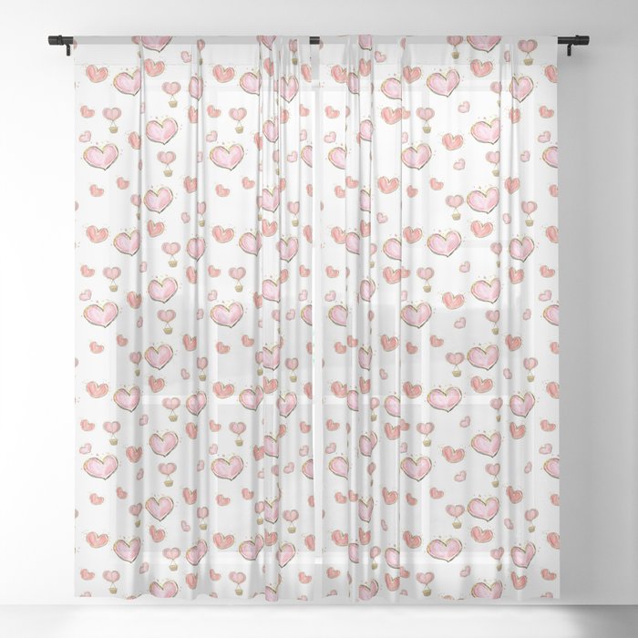 cute hearts pattern Sheer Curtain