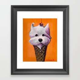 "Cherry on Pup" Westie Framed Art Print