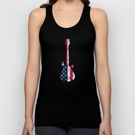 GUITAR WITH US AMERICAN FLAG GUITARS Unisex Tank Top