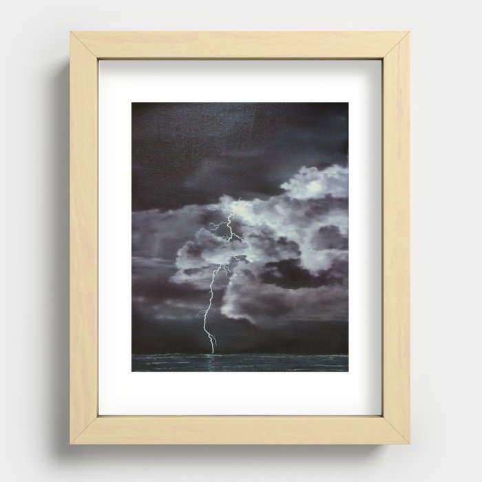 Ocean Lightning - original oil painting by Sarah Lynch Recessed Framed Print