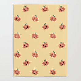 Pumpkins On A Yellow Background Poster