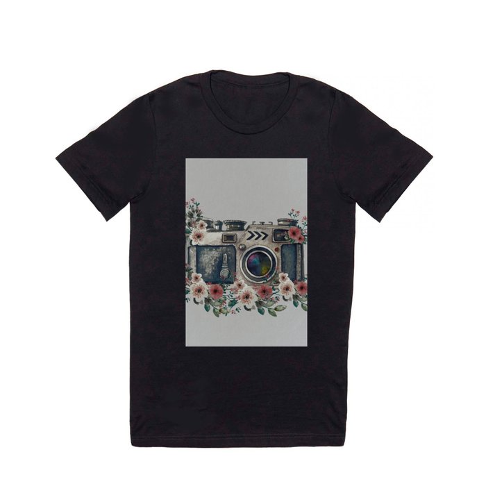 Camera with Summer Flowers T Shirt