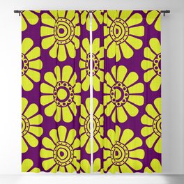 60s Style Cyber Lime Green Flowers Blackout Curtain
