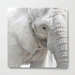 Elephant Photography | Minimalism | Animal | African Wildlife Metal Print | Africa, Wild, Adorable, Blackandwhite, Savannah, Nature, Black And White, Mammal, Cute, Beauty 