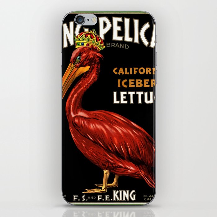 King Pelican red brand California Iceberg Lettuce vintage label advertising poster / posters iPhone Skin
