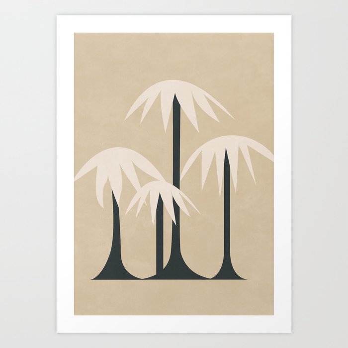 Tropical Aesthetic Neutral Tones Palm Trees Art Print