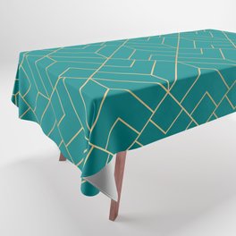 Gold & Teal Geo Pattern Tablecloth