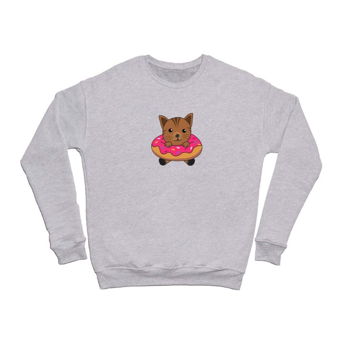 Sweet Cat Funny Animals In Donut Funny Cats Crewneck Sweatshirt