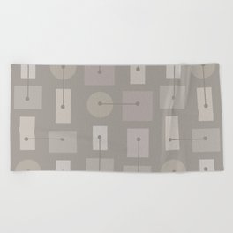 Atomic Age Simple Shapes Taupe 2 Beach Towel