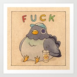 'Fuck' Pigeon 01 Art Print | Pigeon, Copic, Drawing, Traditional, Illustration, Ink Pen, Curated 