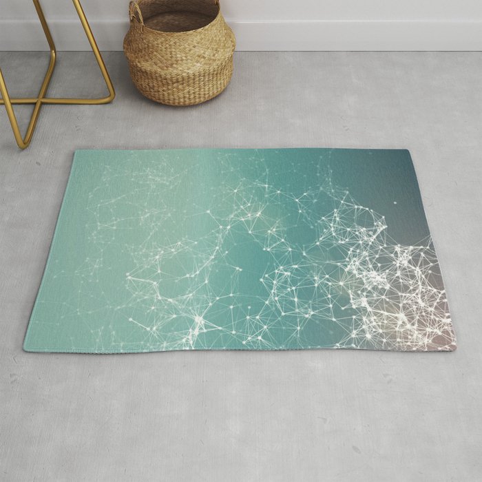 Fresh summer abstract background. Connecting dots, lens flare Rug