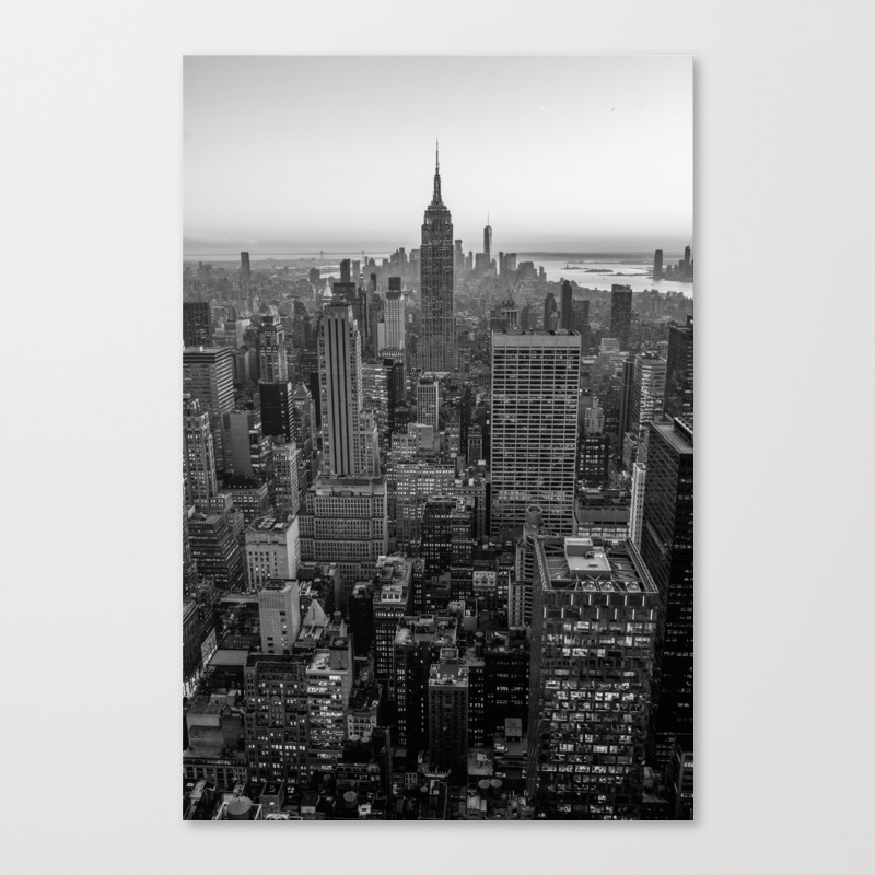 New York Skyline Manhattan Black And White Canvas Print By