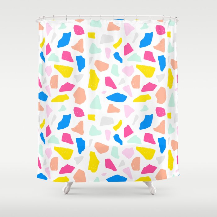 Colorful terrazzo flooring seamless pattern Shower Curtain