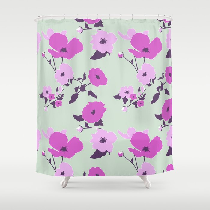Modern Flowers Pink Nectar Shower Curtain