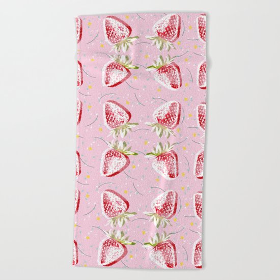 Strawberries Fiesta Pattern Beach Towel
