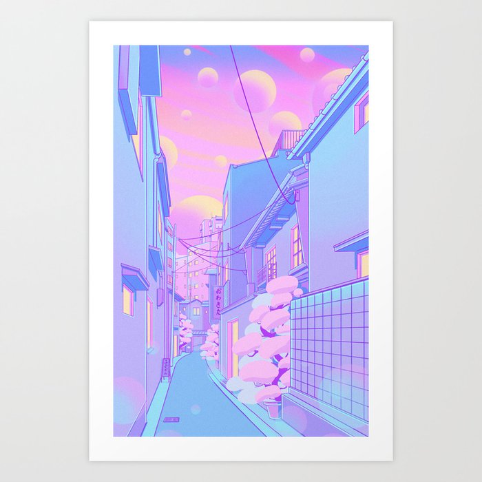 Osaka Morning Kunstdrucke | Drawing, Digital, Vaporwave, Lofi, Ästhetisch, Japan, Osaka, Tokyo, Kyoto, Vibe