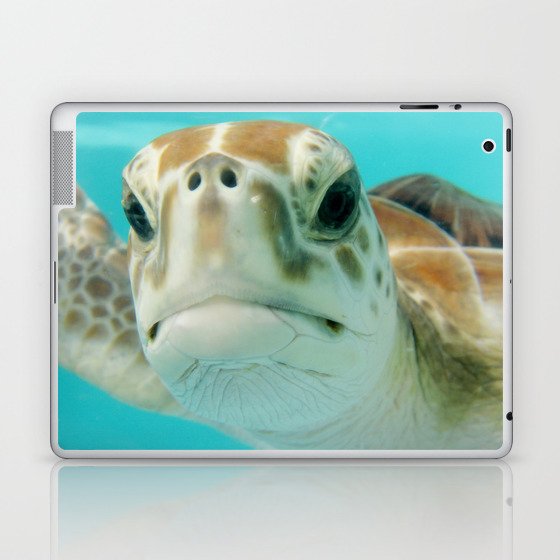 Mexico Photography - Sea Turtle In The Beautiful Water Laptop & iPad Skin