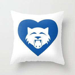 Wildcat Mascot Cares Blue Throw Pillow