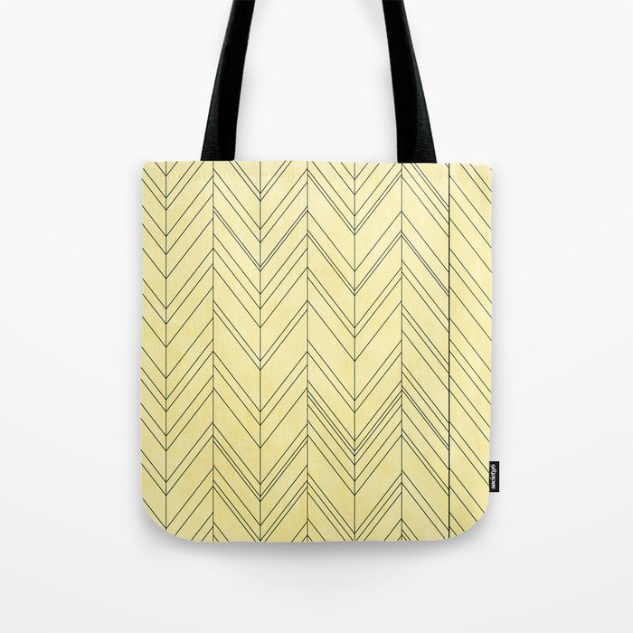 Modern Cream And Black Zigzag Chevron Herringbone Pattern Geometric Abstract  Tote Bag