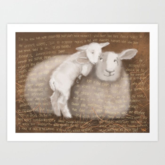 Sheep 1 Art Print | Painting, Digital, Watercolor, Ink, Animals, Animal-welfare, Sheep, Wool