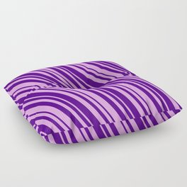 [ Thumbnail: Plum and Indigo Colored Lines/Stripes Pattern Floor Pillow ]
