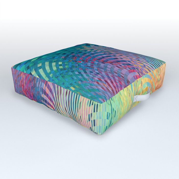 Colorful Horizon: Rainbow Hills Abstract Outdoor Floor Cushion