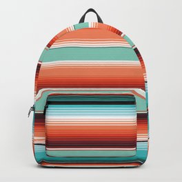 Aqua Orange Mexican stripe blanket Serape Saltillo  Backpack