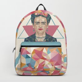 Pastel Frida - Geometric Portrait with Triangles Backpack