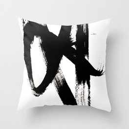 Brushstroke 2 - simple black and white Throw Pillow