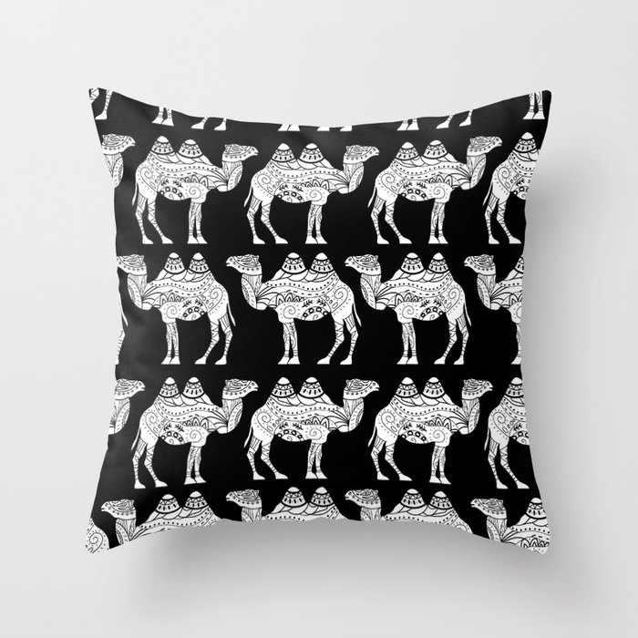 camel black Throw Pillow