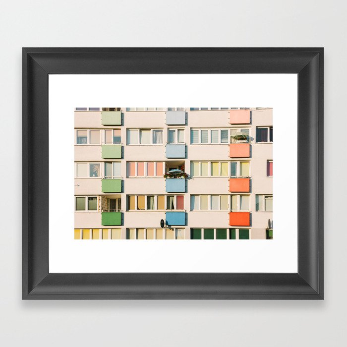 Pastel Pink Architecture Photo - Apartment City Art - Fine Art Photography in Soft Tones Framed Art Print