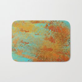 Turquoise and Copper-Red Bath Mat | Digital, Abstract, Painting 