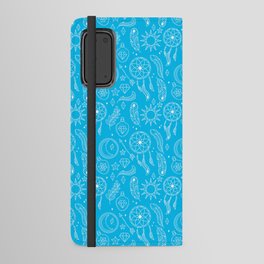 Turquoise And White Hand Drawn Boho Pattern Android Wallet Case