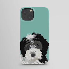Bernedoodle pet portrait art print and dog gifts iPhone Case