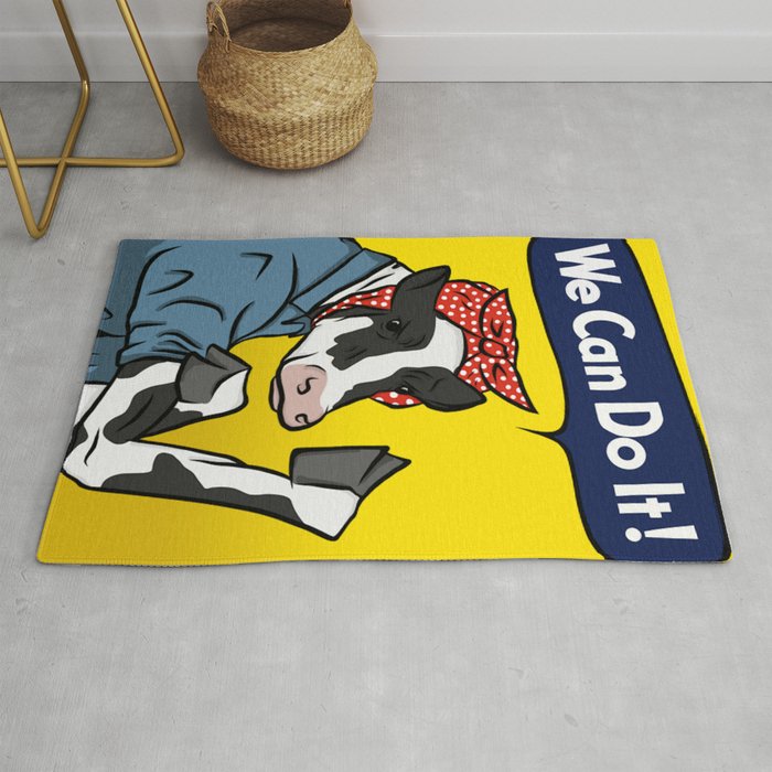 We Can Do It Rosie The Riveter Vegan Cow Rug By Dollygrey Society6