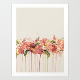 Dripping Pink Flowers Art Print