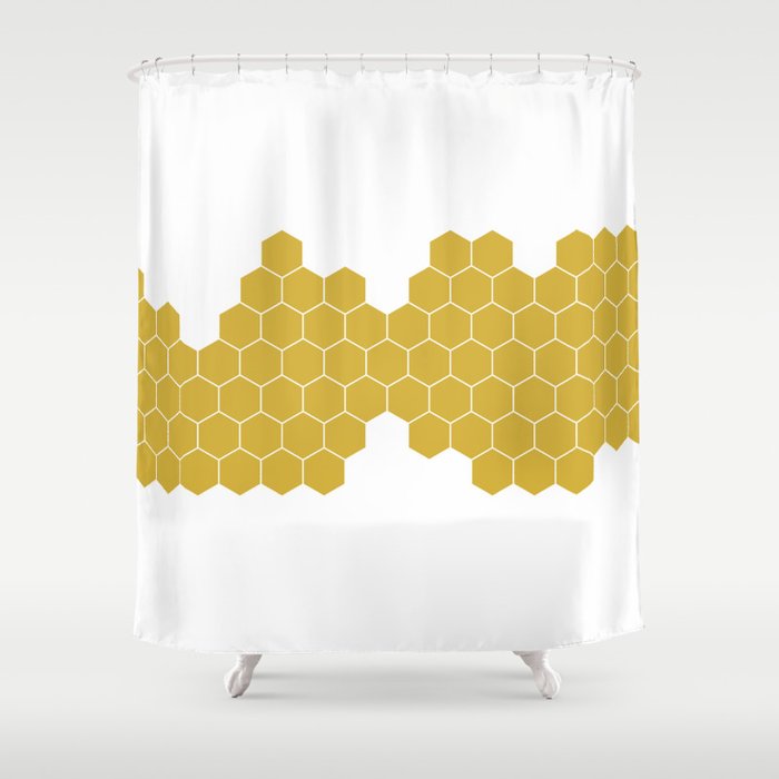 Honeycomb White Shower Curtain