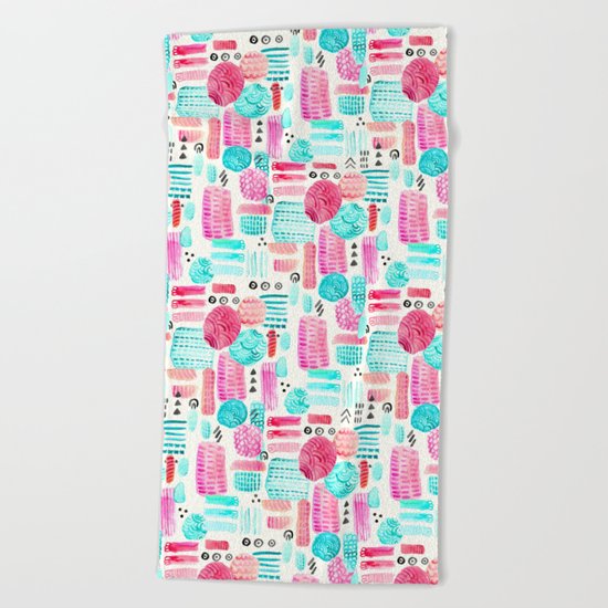Dots, Circles and Dashes Beach Towel