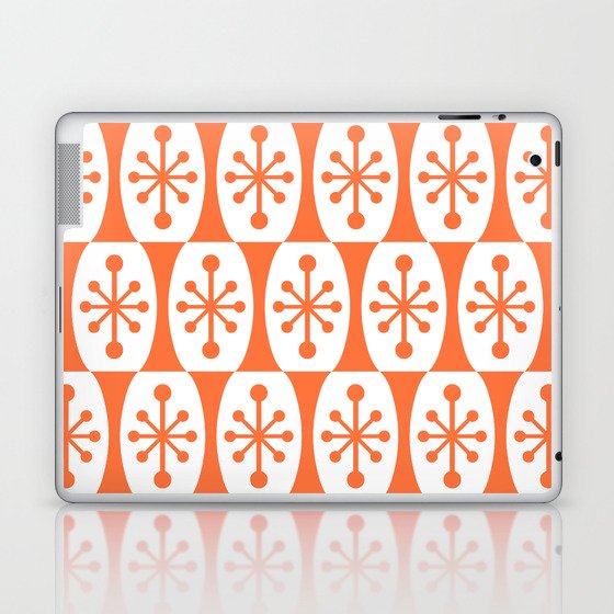 Mid Century Modern Atomic Fusion Pattern Orange Laptop & iPad Skin