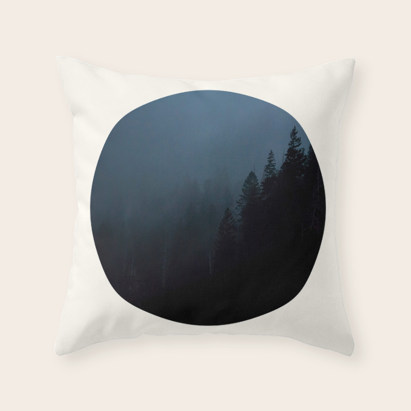 round navy pillow