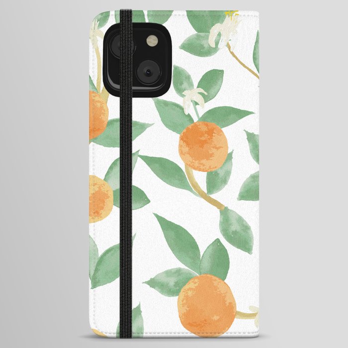 Orange Watercolor Pattern iPhone Wallet Case