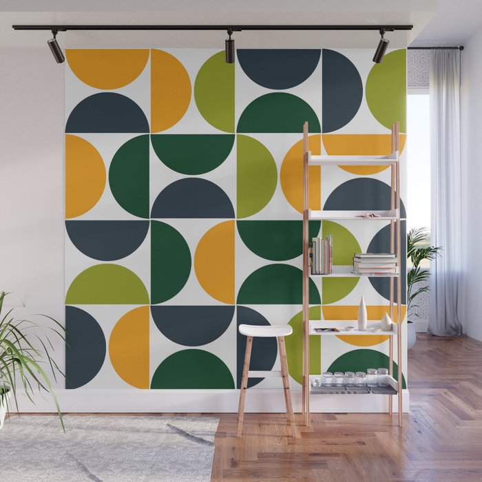 Exotic mid century modern geometric shapes Wall Mural by ARTStudio88design Society6
