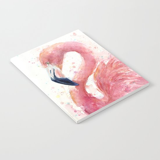 Pink Flamingo Watercolor Notebook